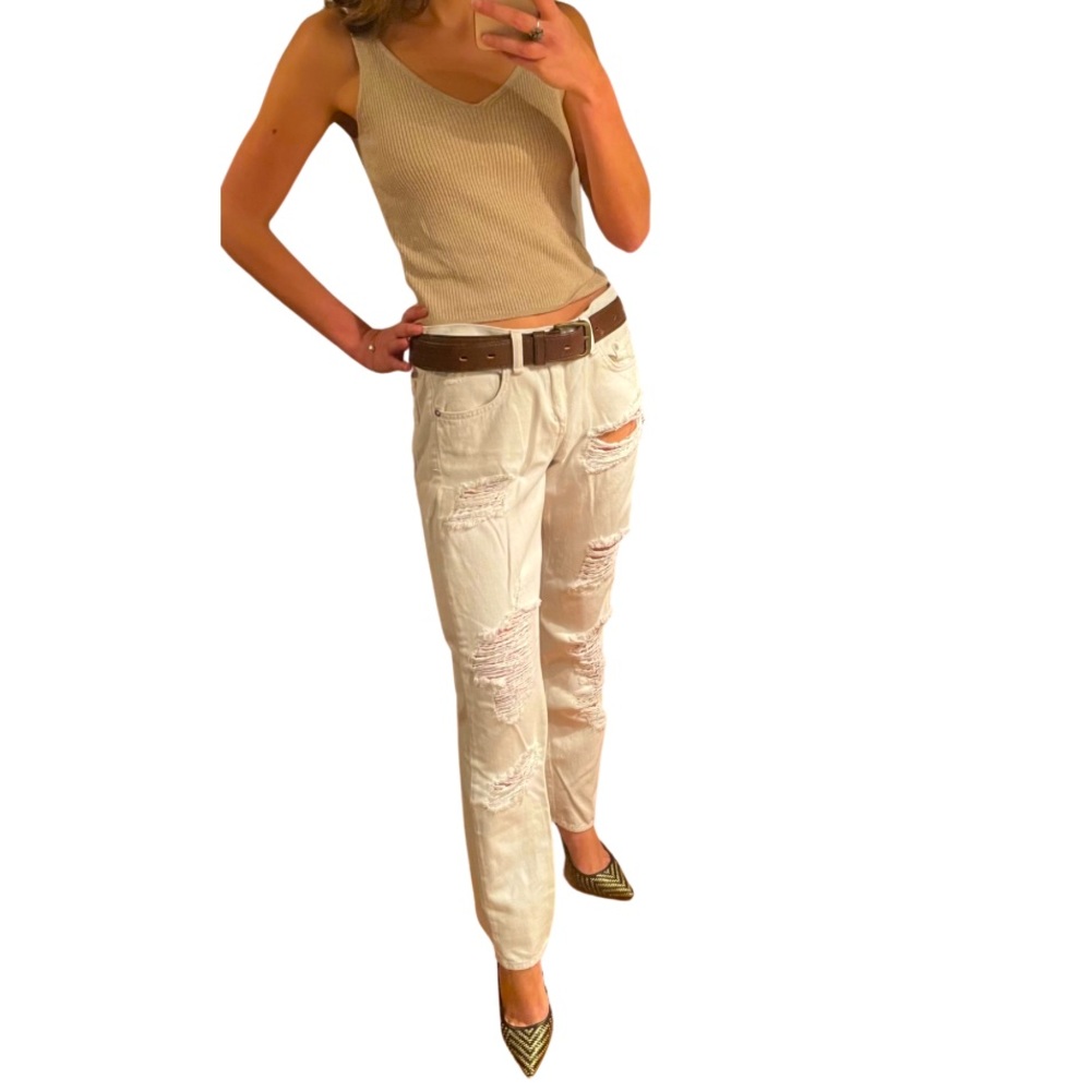 Rag & Bone distressed white denim jeans